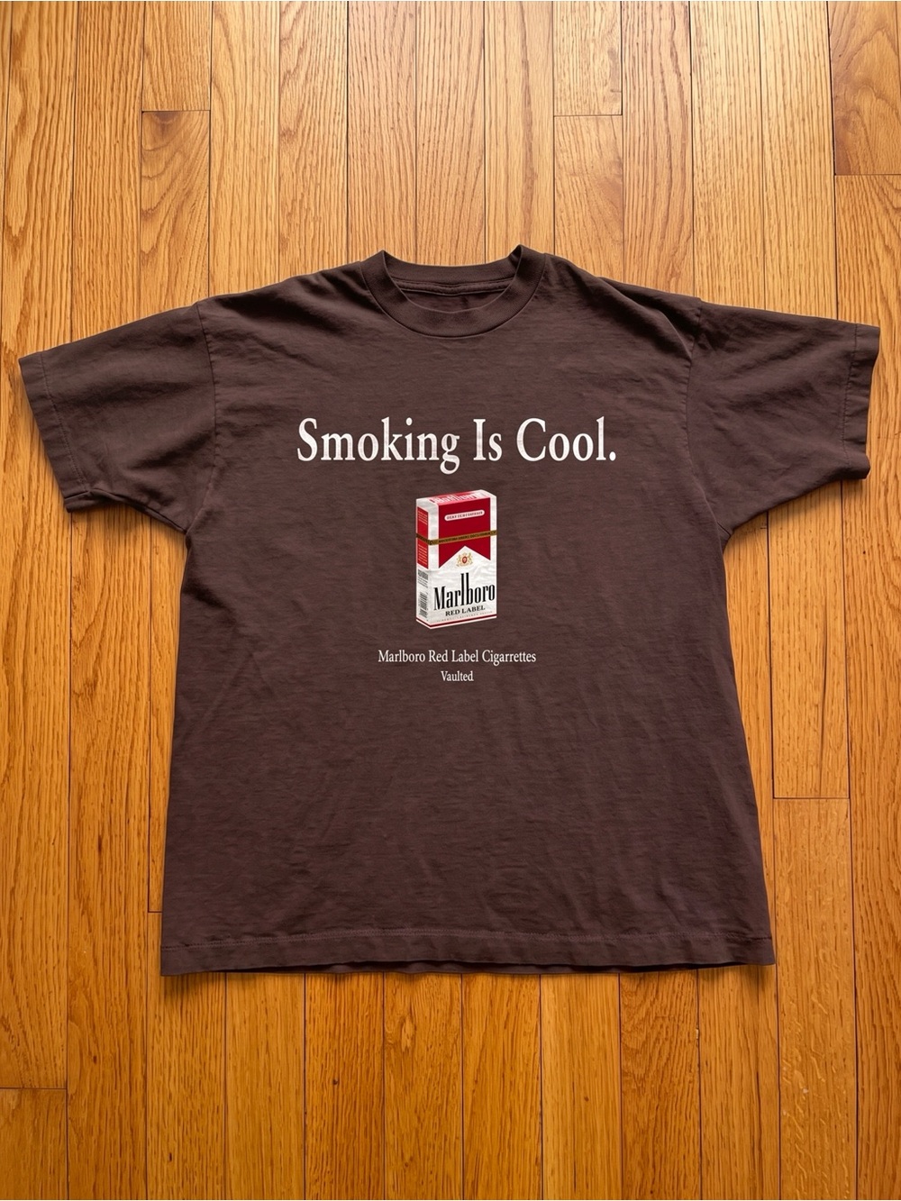 Ironic Smoking Is Cool Marlboro Red Cigarette Bootleg Brown Graphic T-Shirt